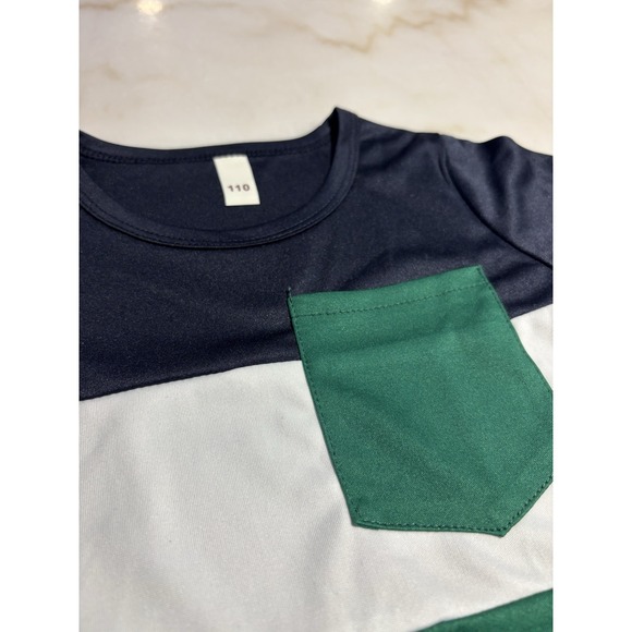 BrandNew two-piece outfit toddle boy green black an white color block shorts set - Picture 8 of 14